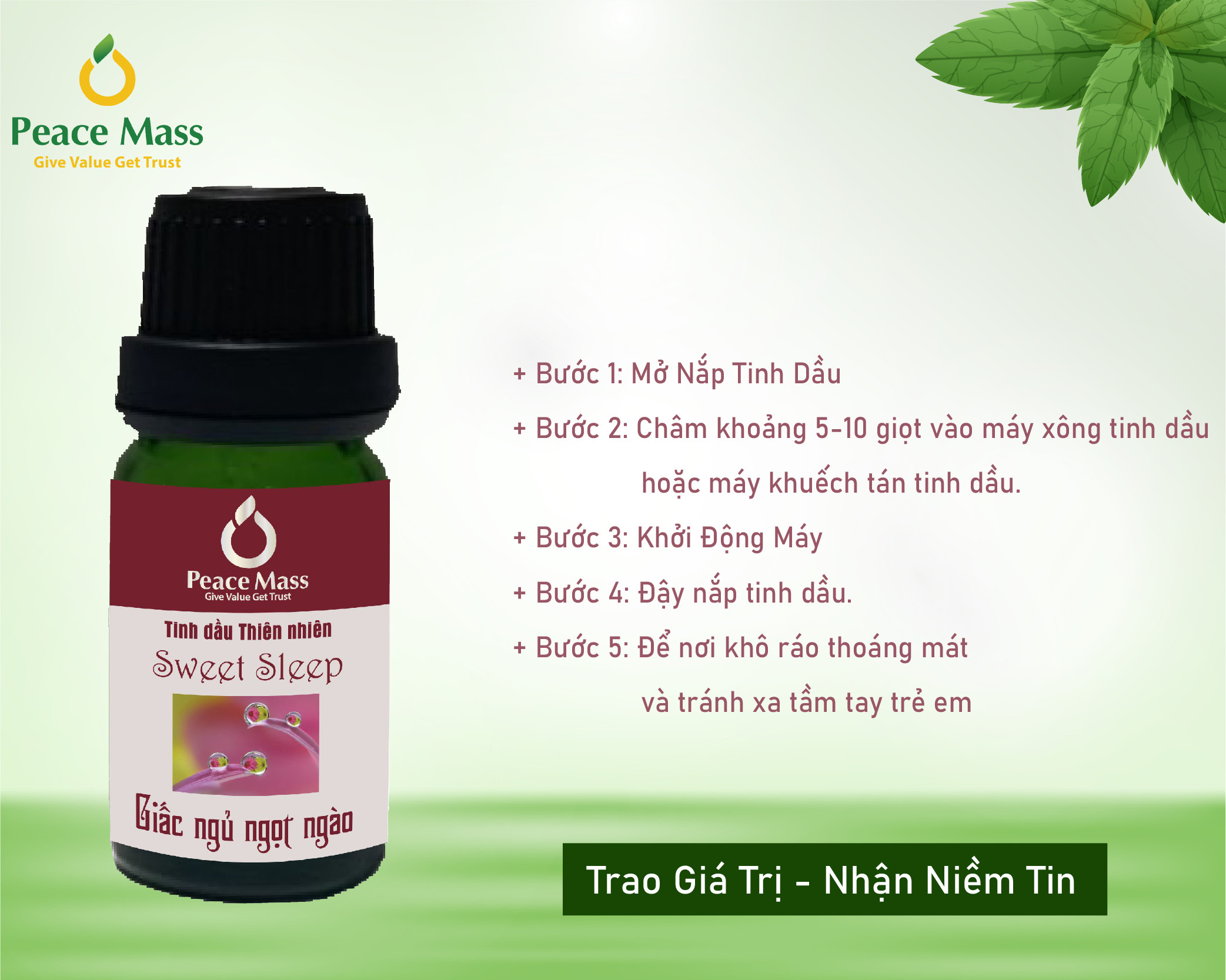 Tinh dầu Giấc ngủ ngọt ngào Peace Mass dùng cho máy xông 10ml