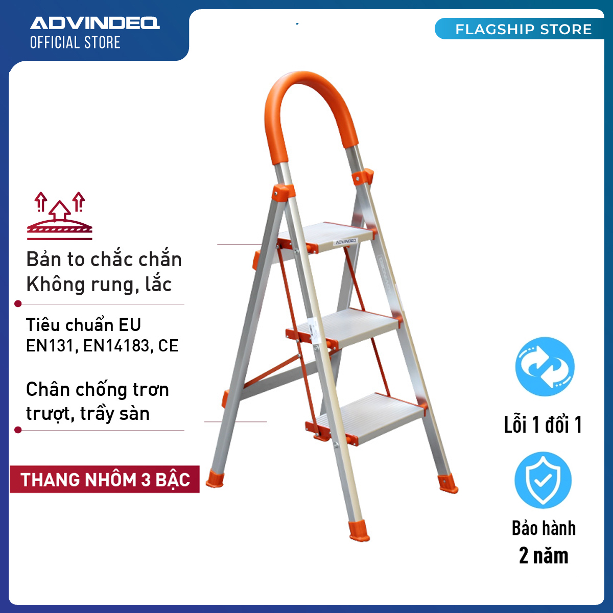 Thang Nhôm Ghế 3 Bậc Advindeq Ads-703