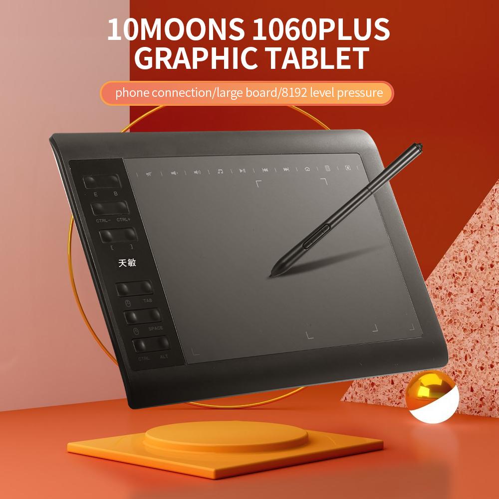 Máy tính bảng vẽ đồ họa 10moons 1060 Plus lớn 10 * 6 inch