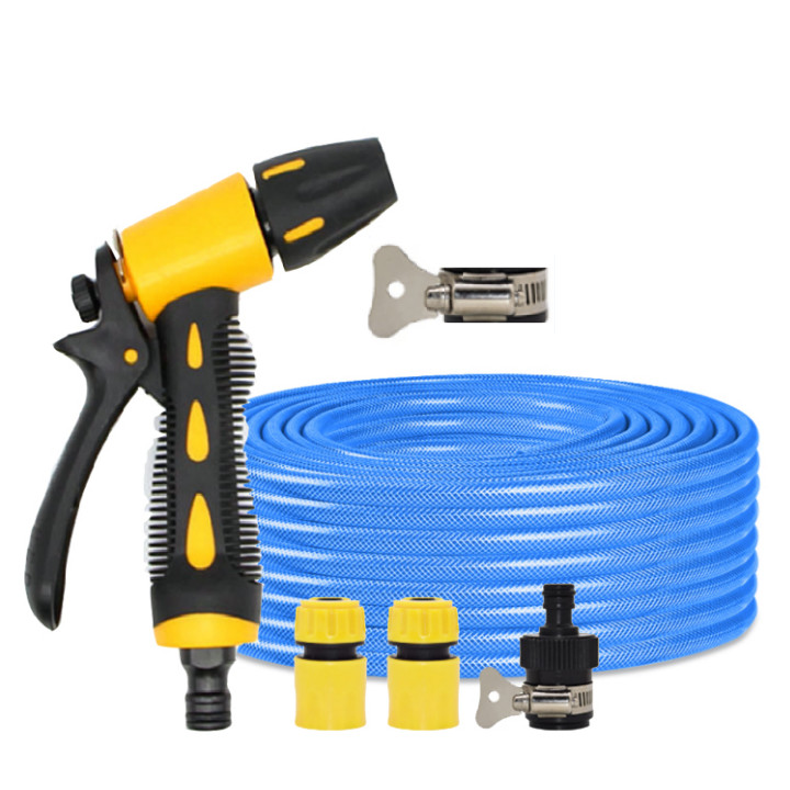 Bộ dây vòi xịt nước rửa xe, tưới cây , tăng áp 3 lần, loại 20m 206236 đầu đồng, cút, +  đai