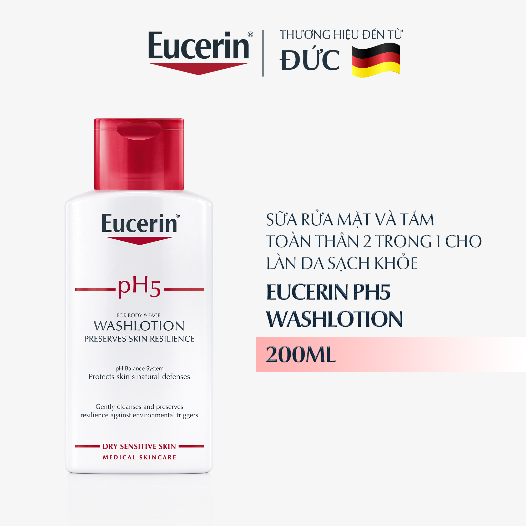 Sữa tắm cho da nhạy cảm Eucerin pH5 Washlotion 200ml