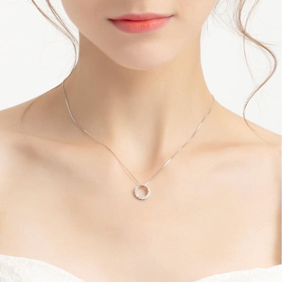Dây chuyền bạc- dây chuyền mặt đá dạng tròn, dây thời trang nữ đẹp BẠC ĐẸP