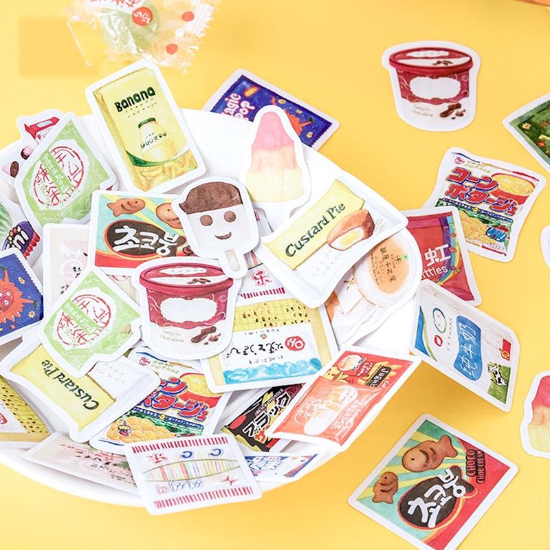 Hộp 46 Sticker nhãn dán hãng bánh kẹo quen thuộc trang trí sách vở Box Sticker ST303