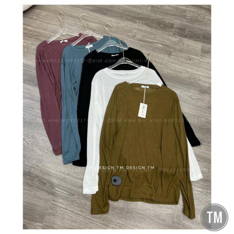 Áo nữ trơn cổ tròn dài tay unisex