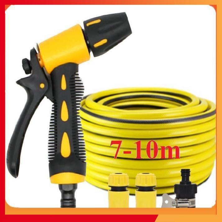 Bộ dây vòi xịt nước rửa xe, tưới cây . tăng áp 3 lần, loại 7m, 10m 206319 cút sập, nối đen