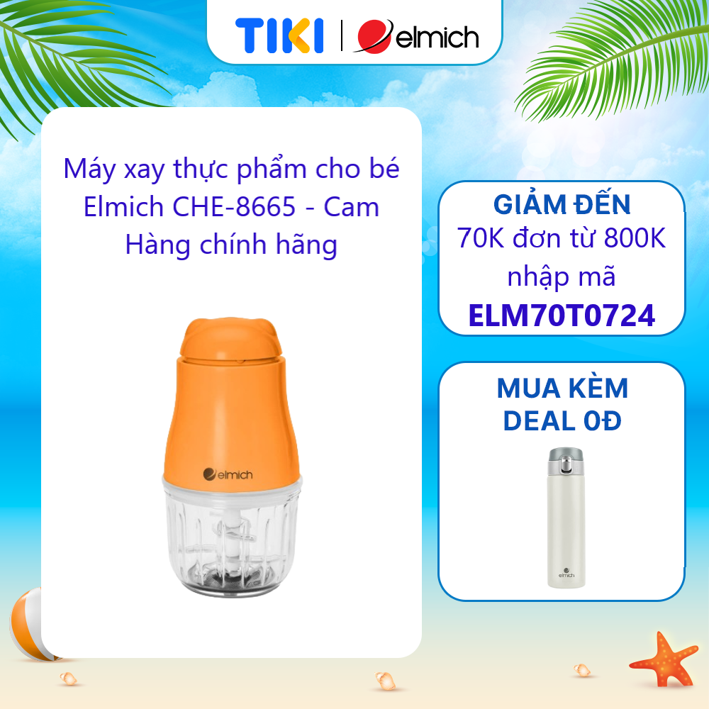 Máy xay thịt, xay thực phẩm cho bé Elmich CHE-8665, 6 lưỡi inox 304 xay nhanh, nhuyễn mịn, đảo trộn đồng đều các loại thực phẩm, an toàn tuyệt đối với trẻ nhỏ - Hàng chính hãng