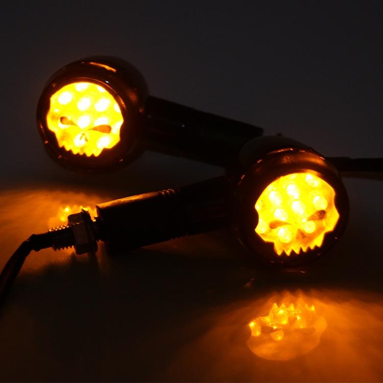 Set 2 Đèn Xi Nhan Hình Đầu Lâu Cho Xe Mô Tô Harley Dyna Sportster Honda