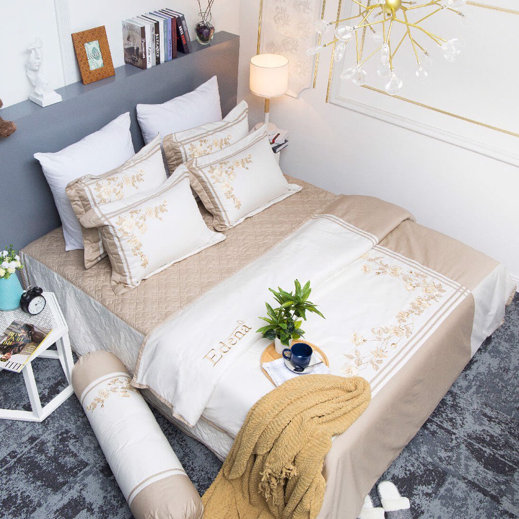 Bộ chăn ra phủ 160x200 Edena cotton solid ED363