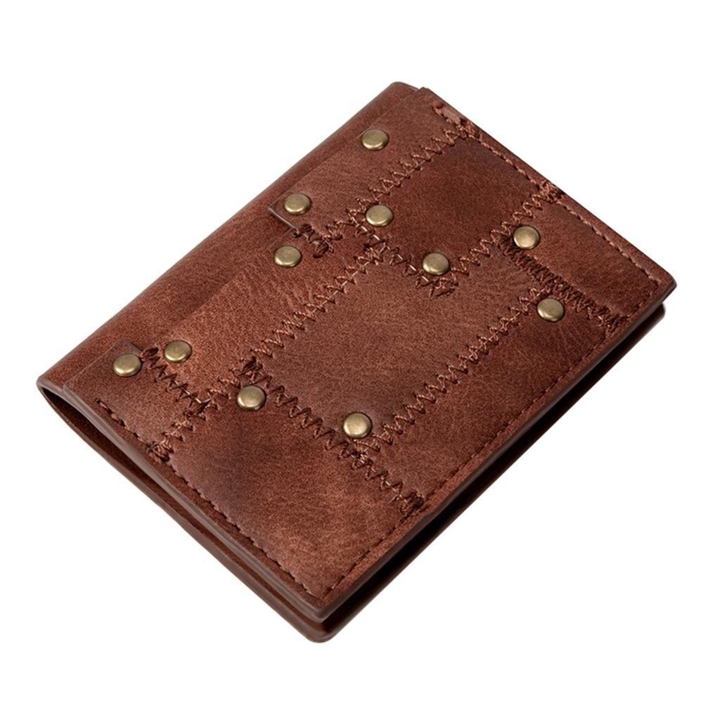Brown PU Leather Small Billfold Slim Wallet Credit Cards ID Money