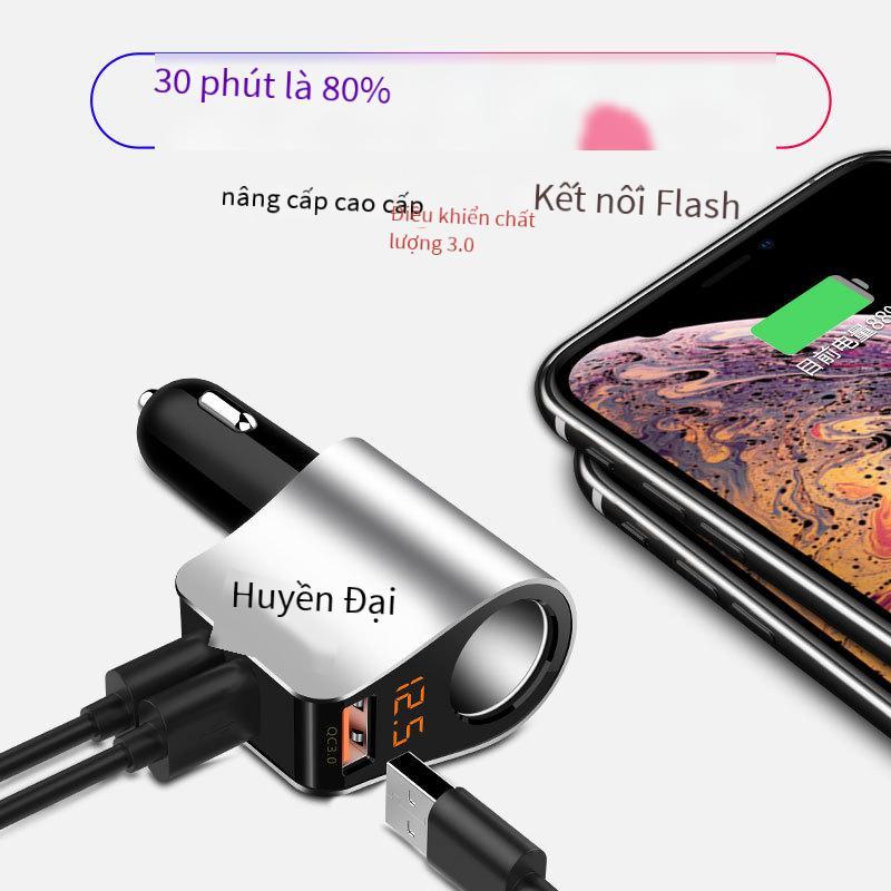 Bộ sạc xe hơi tốt nhất bộ sạc xe hơi sạc nhanh USB kép điện thoại di động trên xe hơi sạc nhanh bật lửa một kéo hai bộ sạc qc3.0