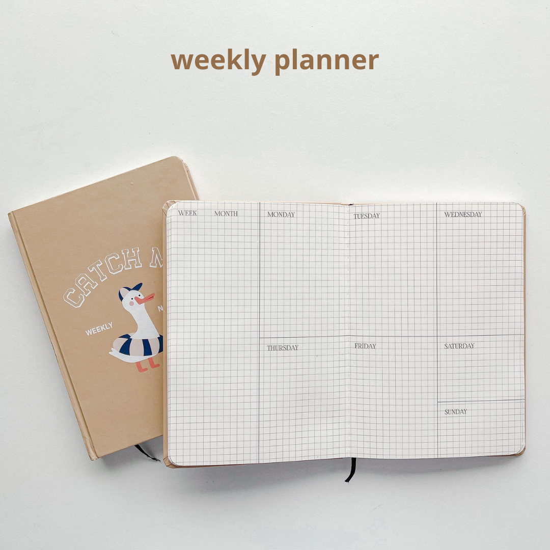 Sổ kế hoạch tuần weekly planner 56 tuần và ruột grid 144 trang 130gsm Crabit