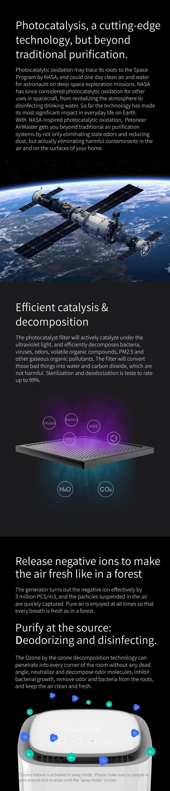 PETONEER AirMaster App-controlled Mini Smart Home Pet Air Purifier with Radar Detector and Multiple Purification