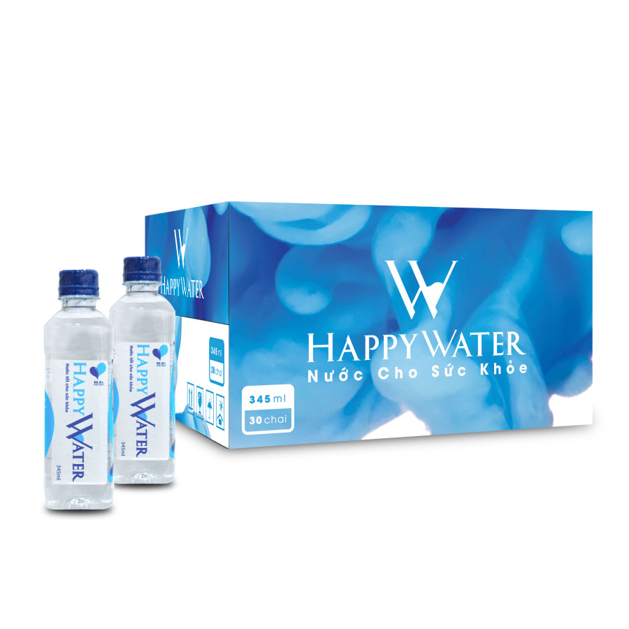 Nước tinh khiết HappyWater 345ml Thùng 30 chai