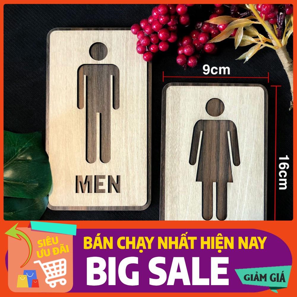 Bộ bảng toilet (Men, Women) gỗ dán tường kích thước 16x9cm