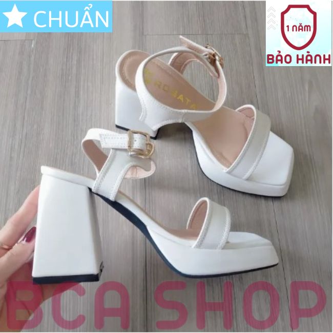 Giày cao gót nữ hở mũi cao 8 phân RO468 ROSATA tại BCASHOP quai sau cài ôm cổ chân - màu trắng