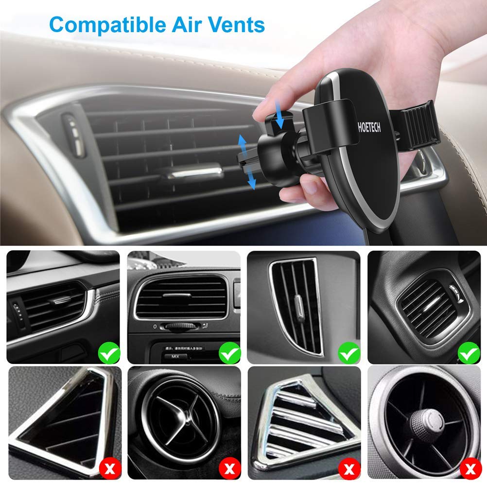 Giá đỡ kiêm Sạc không dây 10W hiệu CHOETECH H-T536S trên xe hơi / ô tô hiệu - Hàng chính hãng