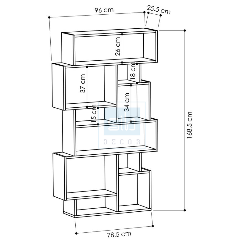 Kệ Gỗ Trang Trí Để Sách, Đồ Trang Trí Phòng Khách, Làm Vách Ngăn Phòng SIB Decor, Dễ Dàng Lắp Ráp, An Toàn Với Pát Chống Đổ Kệ