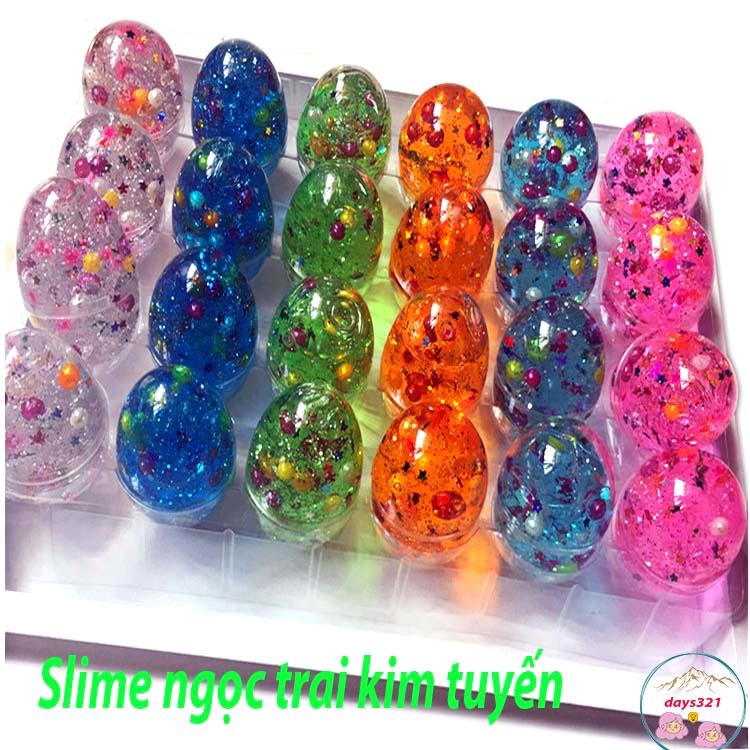 Slime trứng charm hoa quả, Slam charm dải ngân hà charm kim tuyến thuỷ tinh ng0c trai