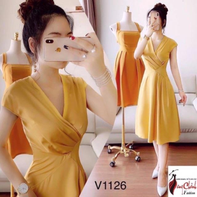 Đầm xòe cổ tim xếp ly xinh lung linh