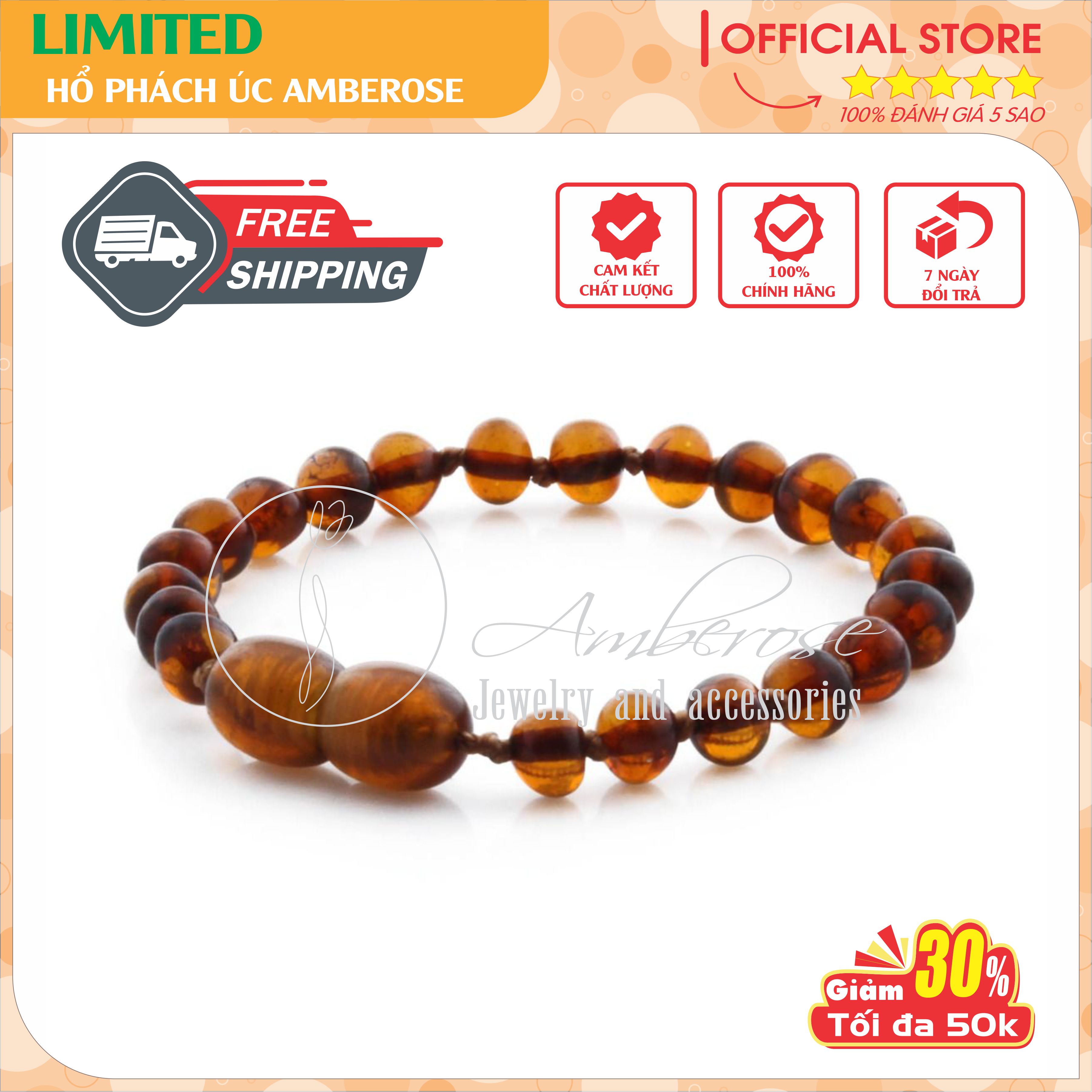 Bộ Vòng Hổ Phách Amber Úc Cho Bé 0 - 10 tuổi SVCABLMT1MN22