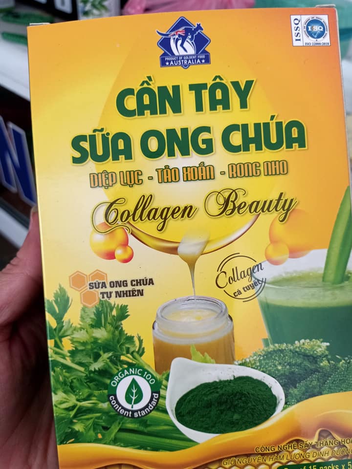 Bột Cần Tây Sữa Ong Chúa Diệp Lục - Tảo Xoắn - Rong Nho Collagen Beauty Da Sáng - Dáng Thon - Thải độc tố