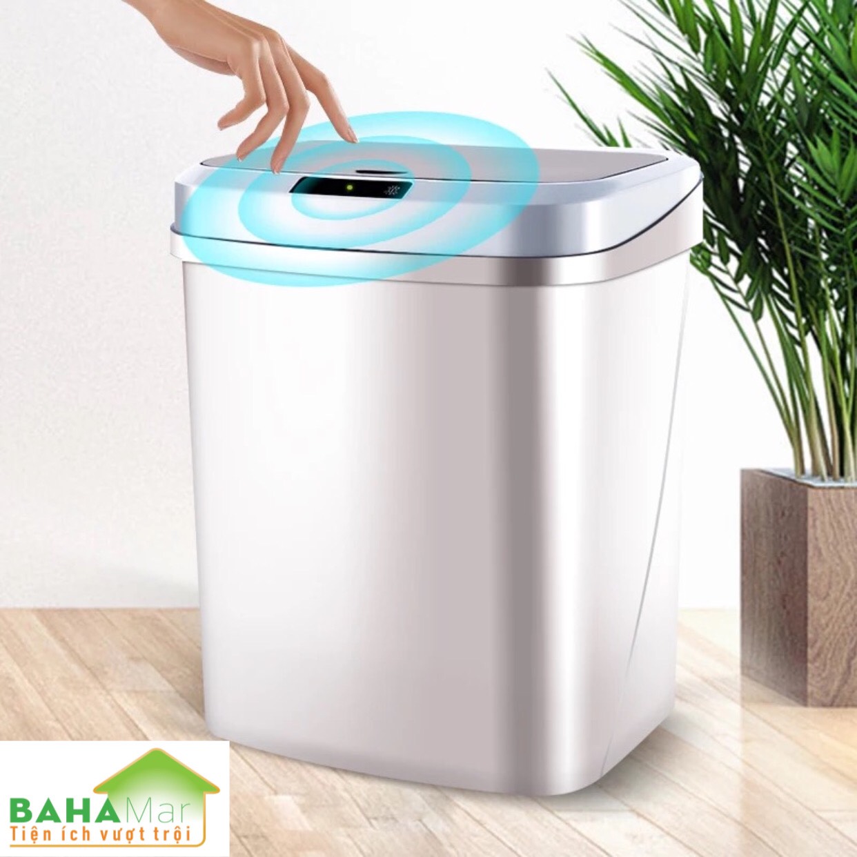 THÙNG RÁC THÔNG MINH TỰ ĐỘNG MỞ NẮP BẰNG CẢM ỨNG 15L  BAHAMAR  với Chế độ cảm ứng Thông Minh  cảm ứng hồng ngoại