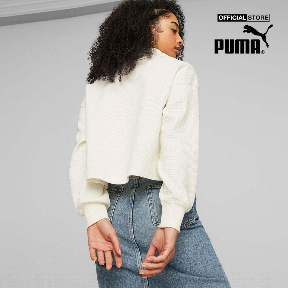PUMA - Áo sweatshirt nữ cổ bẻ tay dài Downtown 621458