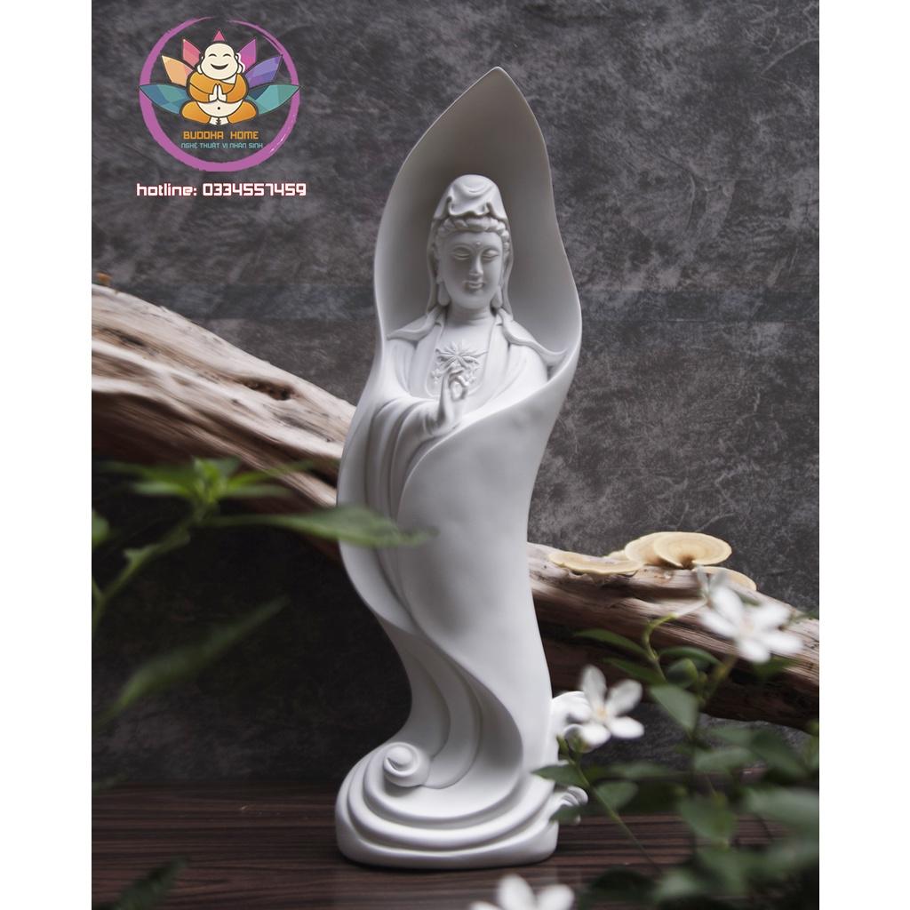 Tượng Mẹ Quan Âm cao 46cm màu trắng sứ ngà trang trí nội thất nhà cửa- phong thủy- thờ cúng
