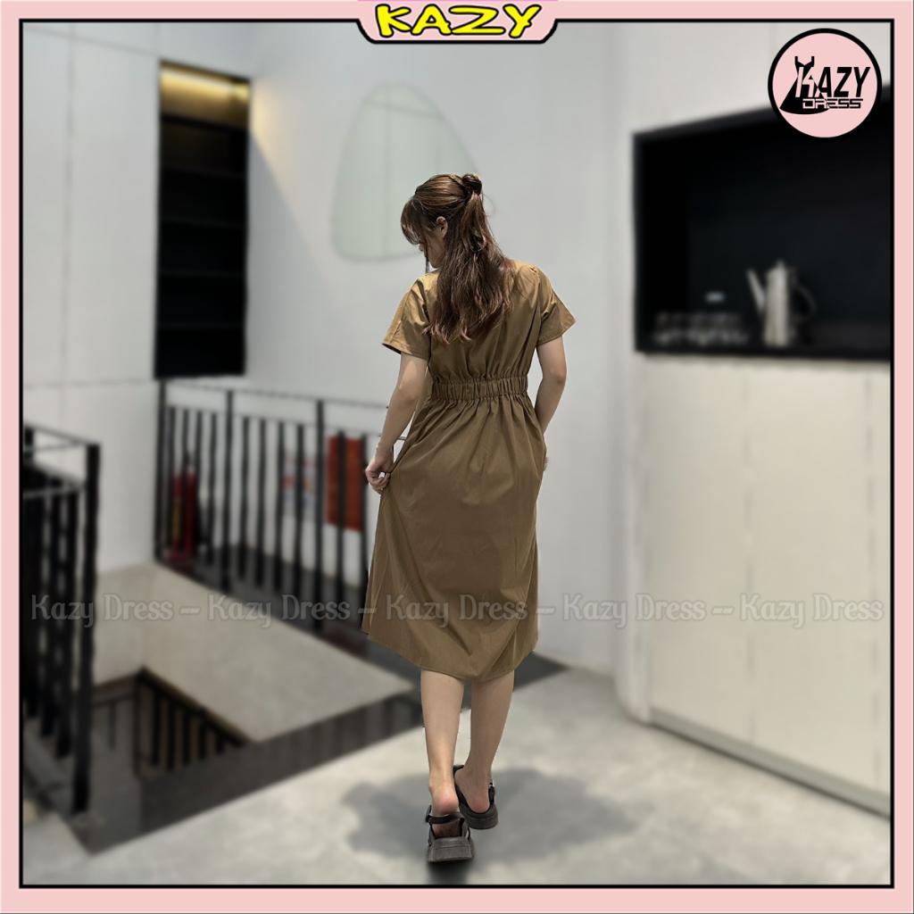 Váy sơ mi bo eo siêu xinh phong cách Hàn Quốc KAZY DRESS V031