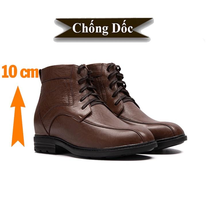 GIÀY ĐỘN NAM CAO 10CM SIÊU ÊM- CHỐNG DỐC T117 NÂU VẰN