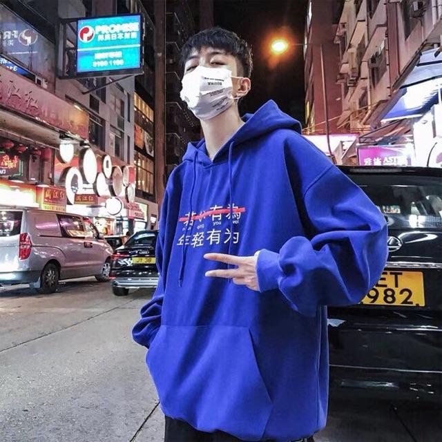 Áo hoodie thêu chữ Hàn