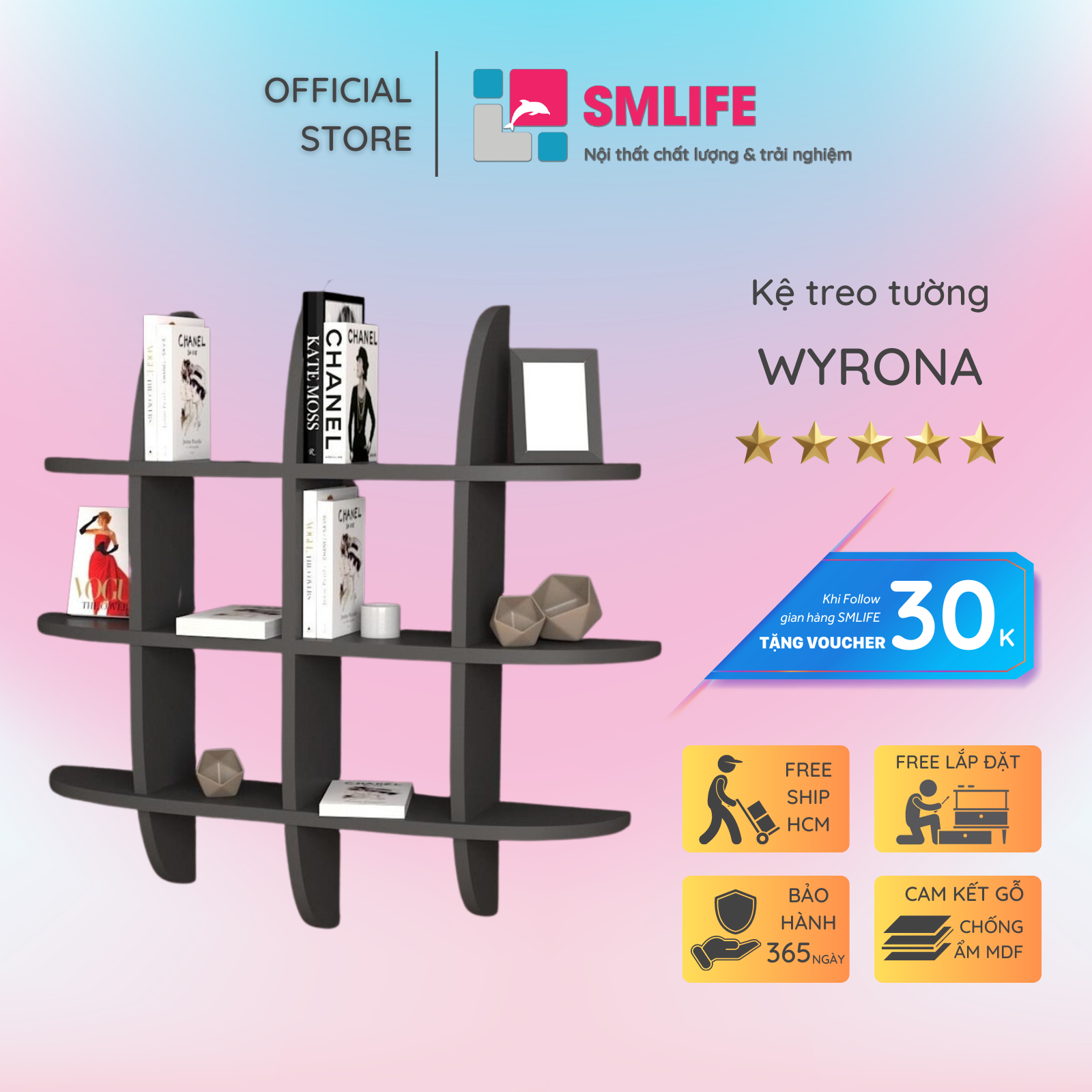 Giá đỡ sách nhỏ gọn phong cách hiện đại SMLIFE Wyrona