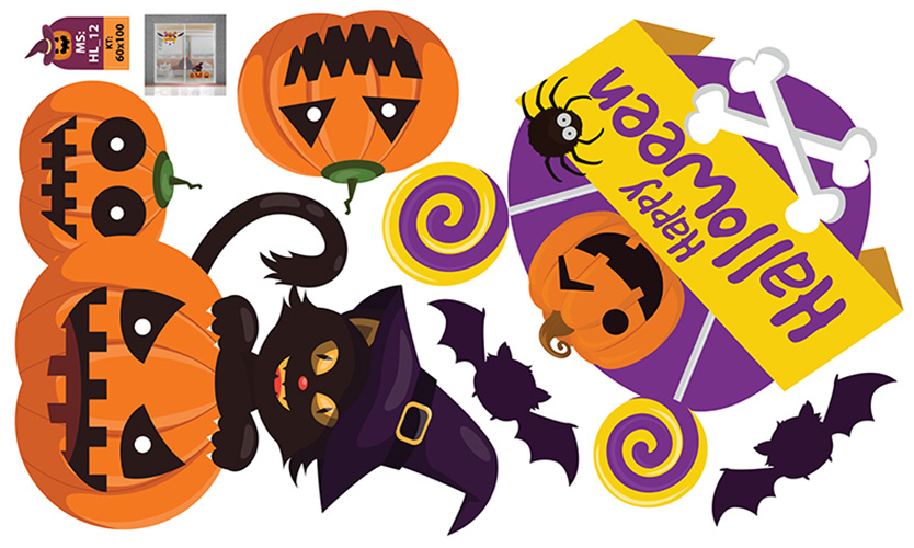 DECAL TRANG TRÍ HALLOWEEN COMBO SỐ 12
