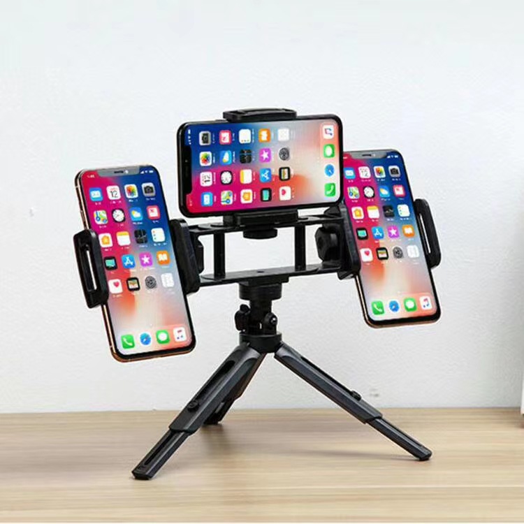 Giá đỡ livestream Kẹp 3 điện thoại - Giá đỡ điện thoại để quay video Thế hệ mới - Tripod Live 3 in1 – Hàng Xịn – Shop Uy Tín