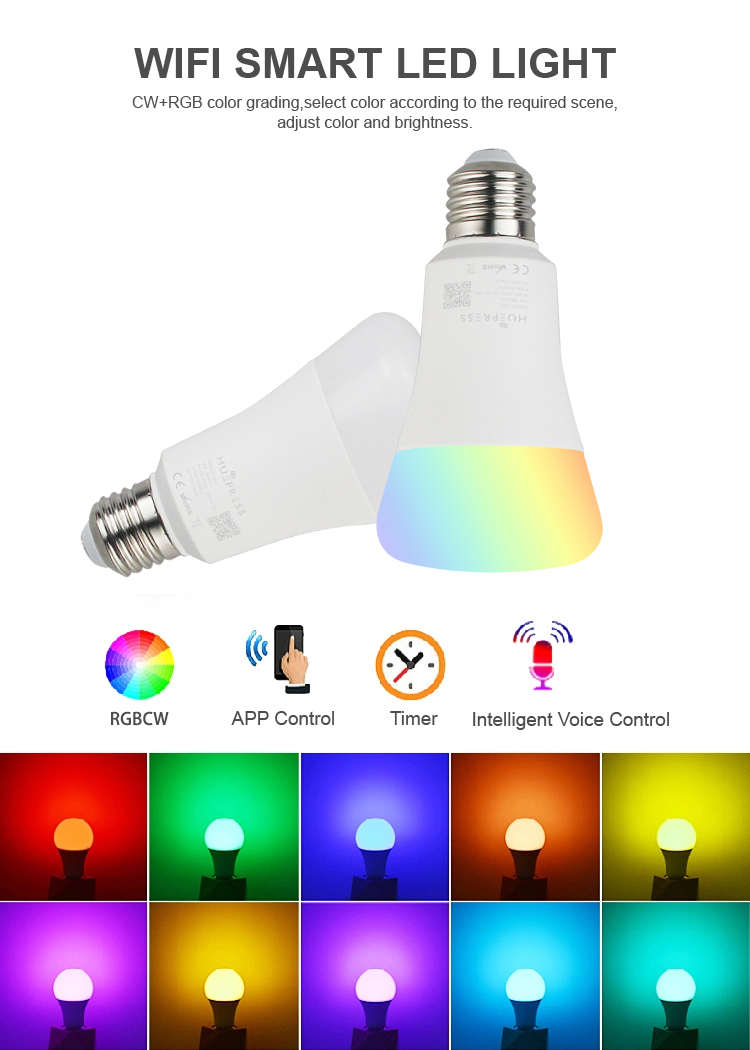 Đèn led thông minh HUEPRESS myHue Bulb L1 cao cấp WIFI 16 triệu màu RGBCW 9W - Điều khiển bằng app