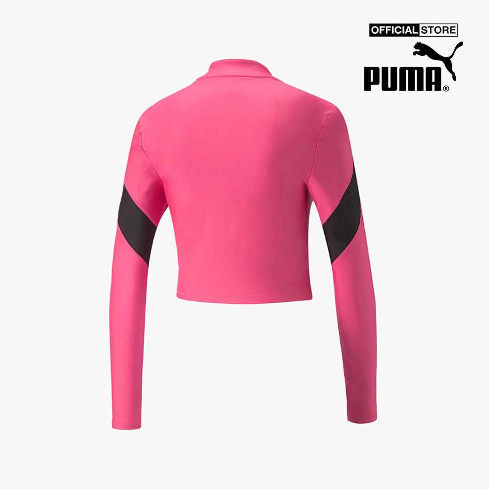 PUMA - Áo croptop nữ cổ trụ tay dài Fit EVERSCULPT Quarter Zip 522176