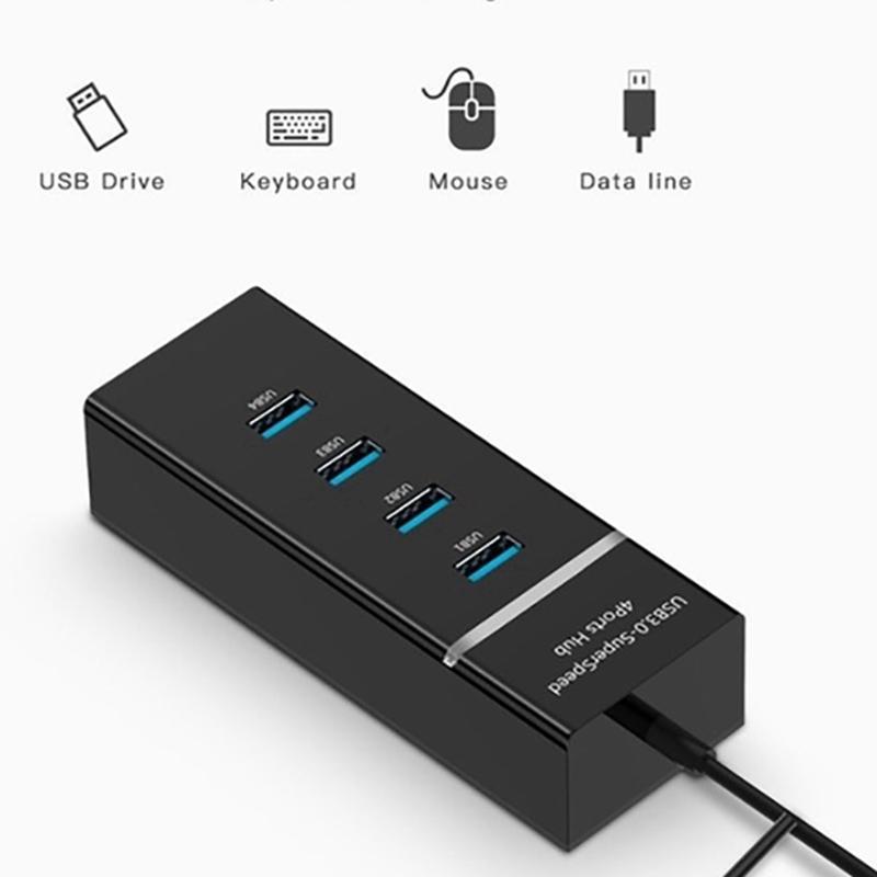 Hub Chia 4 Cổng USB 2.0 Tốc Độ Cao Tương Thích Windows PC/Mac/Laptop/Máy In Di Động HDD