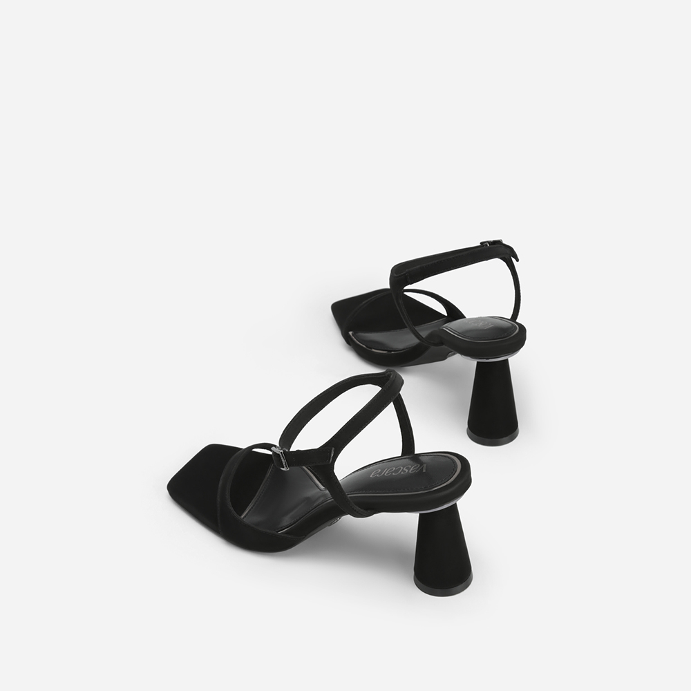 Vascara Giày Sandal Nhung Ankle Strap Gót Trụ - SDN 0736