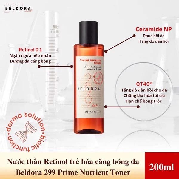 Nước Thần Giúp Cấp Ẩm, Trẻ Hoá, Căng Bóng Da Beldora 299 Prime Nutrient Toner 200ml