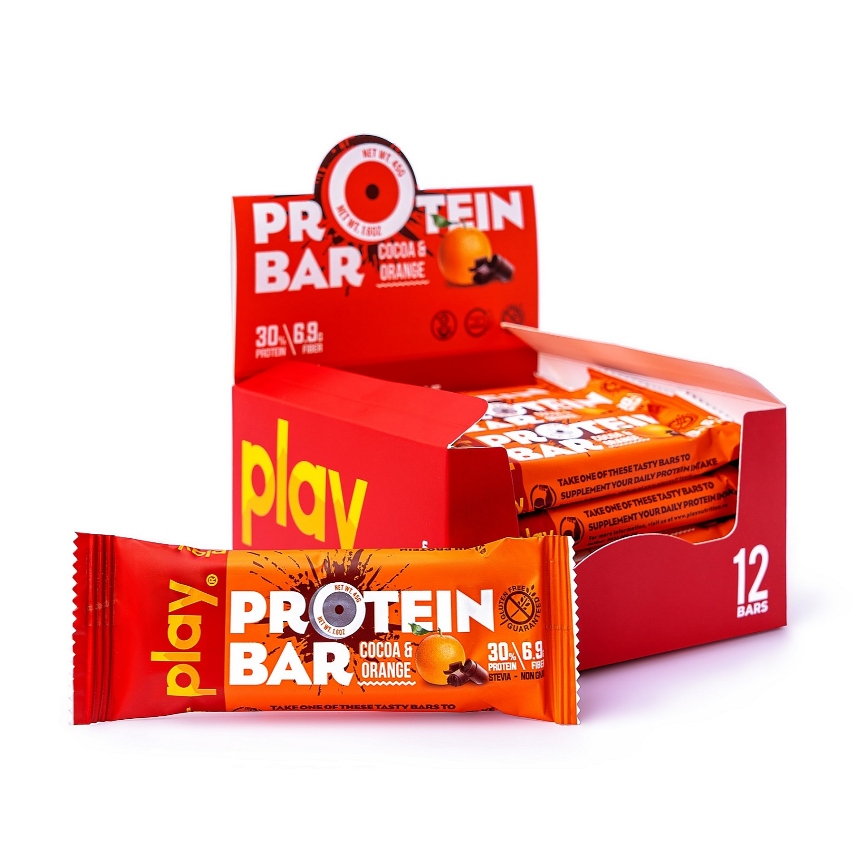 Hộp 12 Thanh Protein PLAY Vị Cam Và Cacao