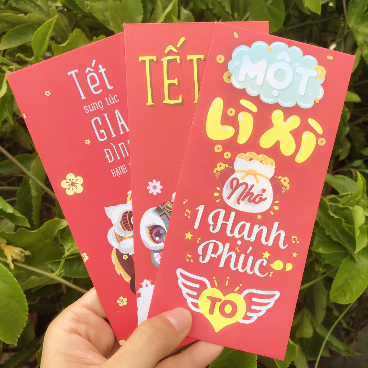 Set 10 bao lì xì Tết Tân Sửu 2021, túi lì xì dày đẹp ( có kèm túi đựng )