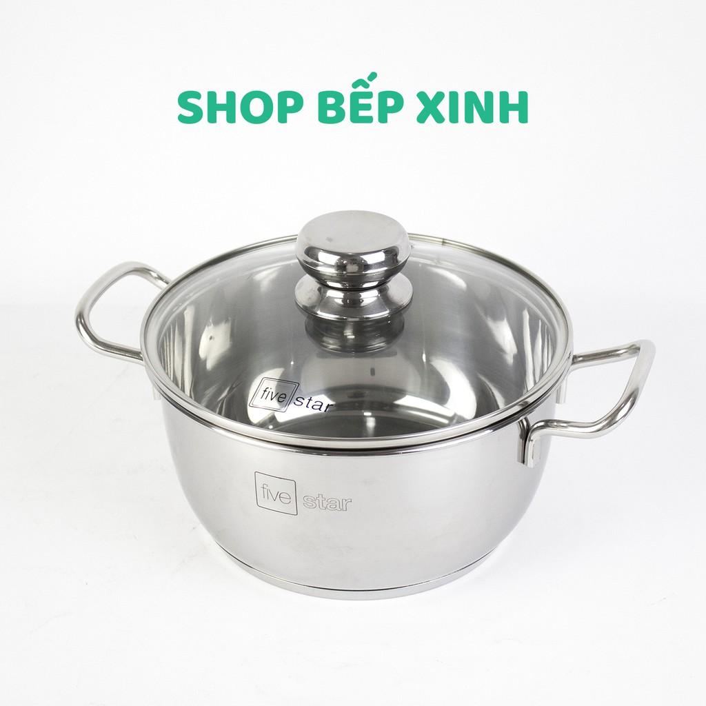 Bộ nồi chảo xửng hấp 3 Đáy Inox 430 cao cấp Fivestar Standard bếp từ nắp kính , tặng 10 đôi đũa dừa