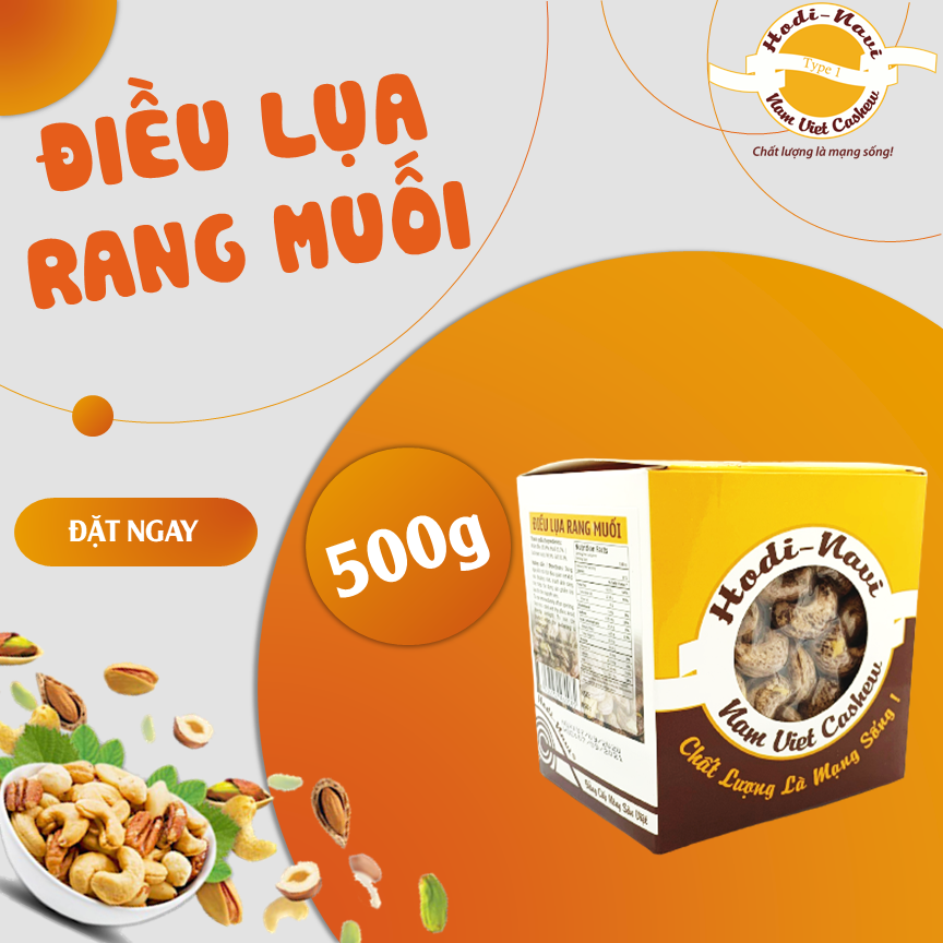 Hạt điều lụa rang muối Hodi - NaVi hộp hút chân không 500g