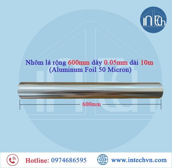 Màng nhôm Aluminum Foil 50 Micron (Giấy nhôm rộng 600mm dày 0.05mm dài 10m