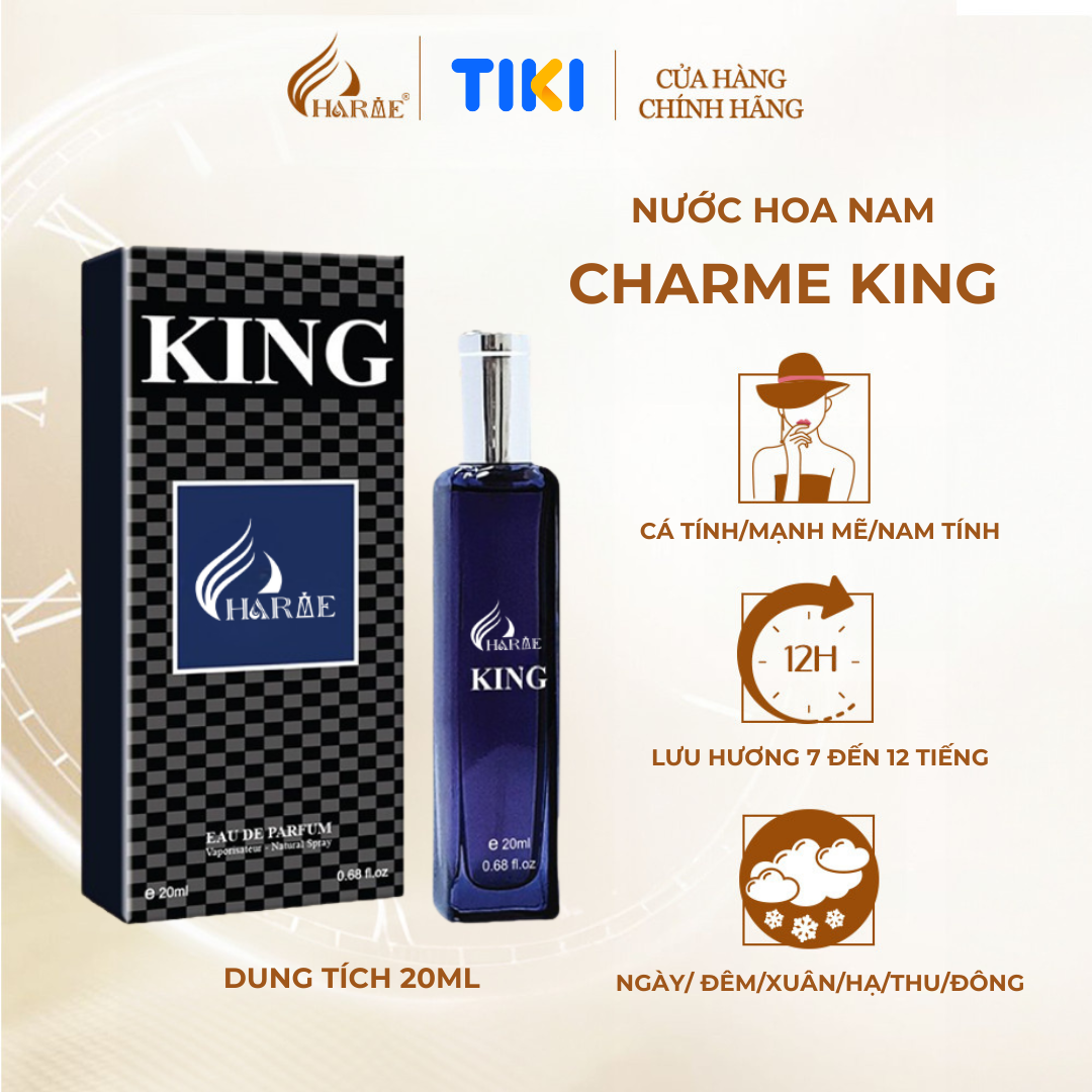 Nước Hoa Nam CHARME KING Hương Gỗ Hương Đầy Lôi Cuốn 20ml