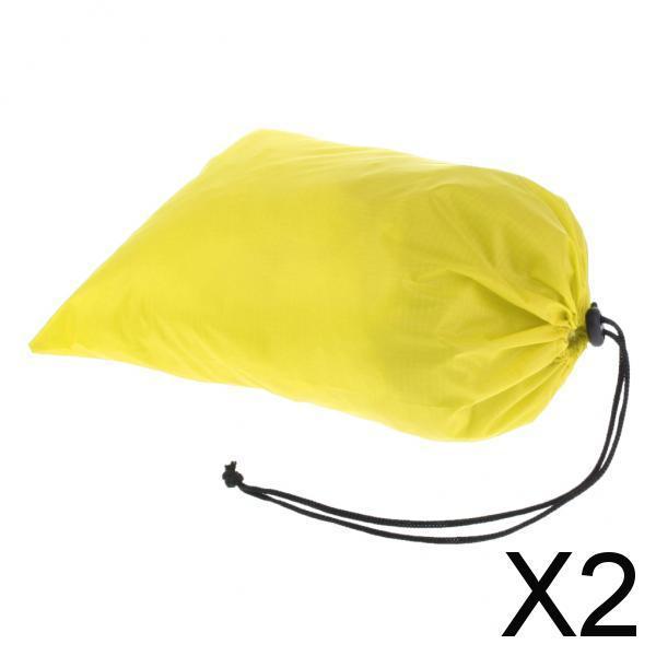 2xWaterproof Drawstring Storage Bag Stuff Bag for Clothes Shoes Yellow