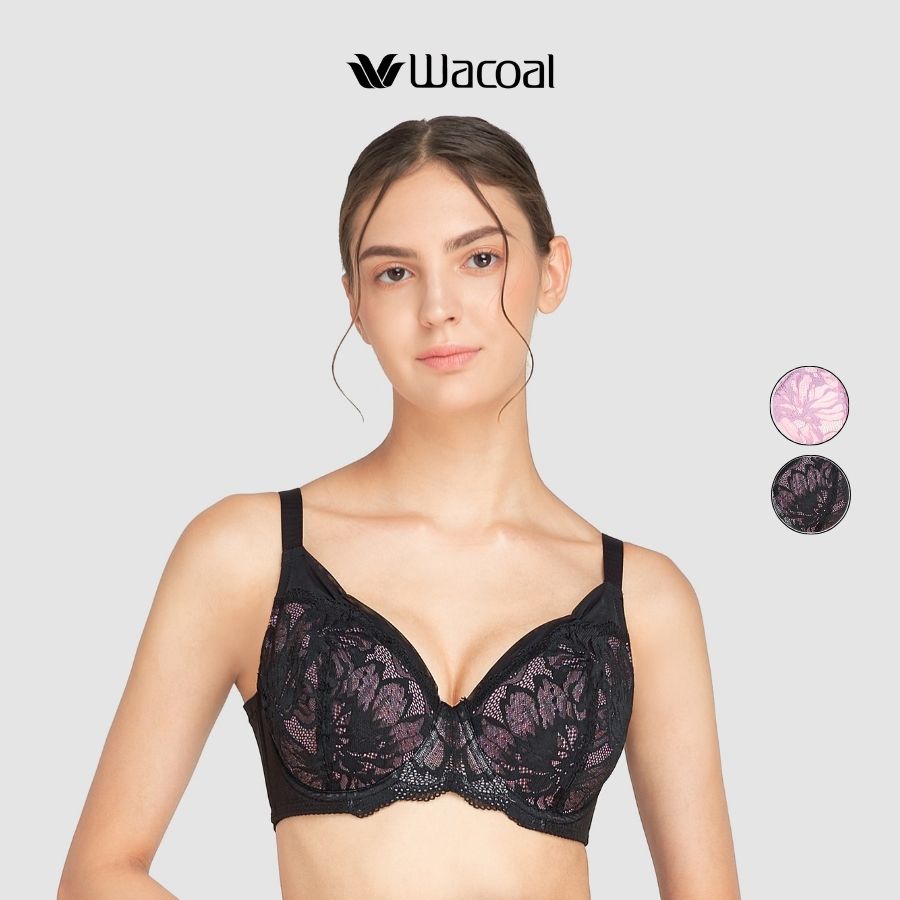 Áo lót nữ Wacoal IES3443 big size, có gọng, ren, không mút, nâng vừa, bản lưng to