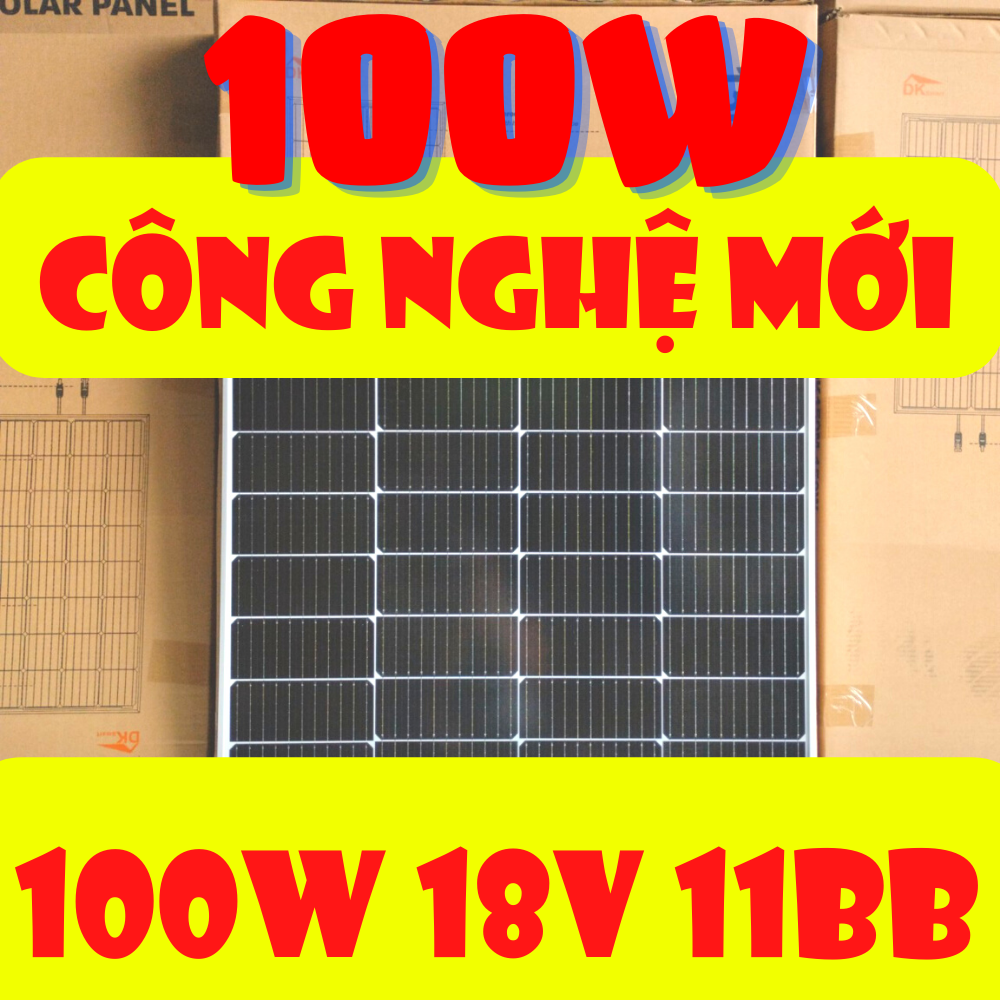 [CÔNG NGHỆ MỚI 100W 18V 11BB] Tấm pin năng lượng mặt trời 100W mono HIỆU SUẤT CAO NHẤT tặng jack MC4