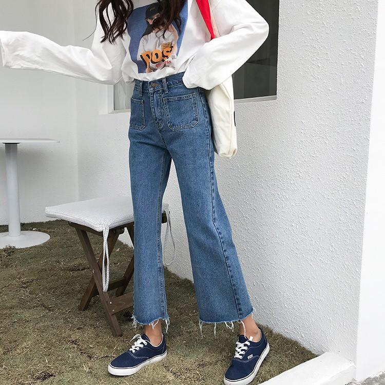 (Có sẵn) Quần jeans lững dáng rộng nữ quần túi hộp ulzzang