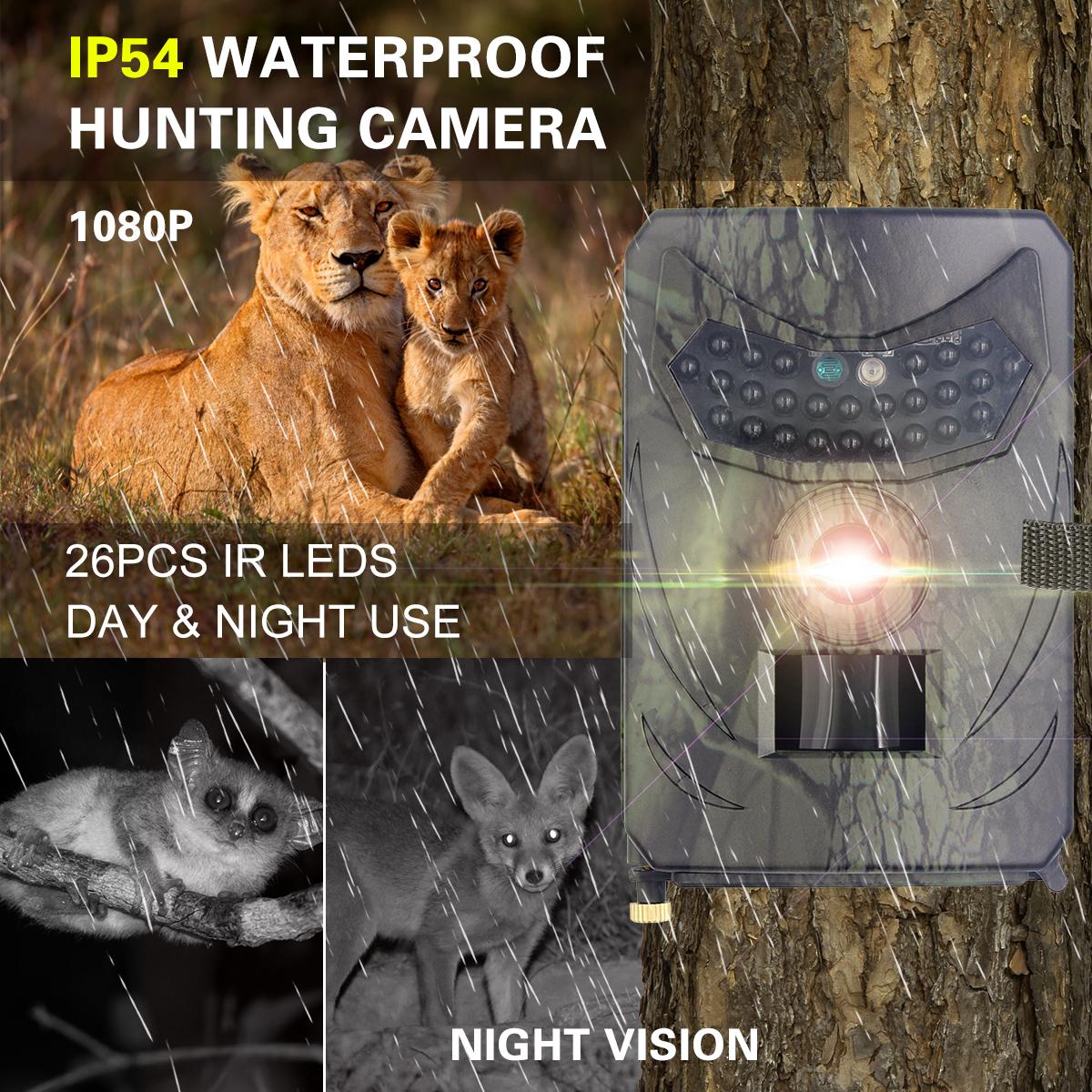 PR100C 20MP 1080P Wildlife Hunting Trail and Game Camera Security Camera IP54 Waterproof Outdoor Infrared Night Vision Hunting Scouting Camera